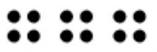 תאי ברייל המציינים את שלושת האותיות ggg, סימן BlueTooth ב- Focus